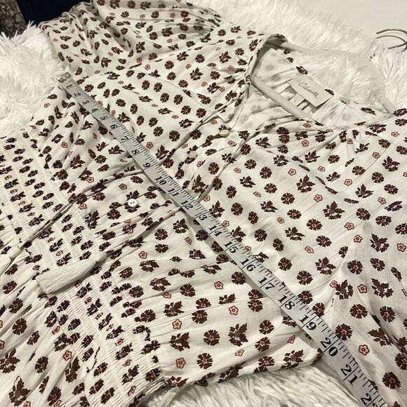 Cleobella Blakely Floral Long Sleeve Midi Dress in White Brown Large - Picture 4 of 8